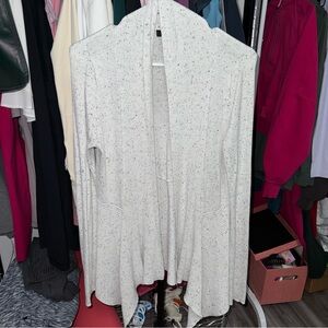 Women's Speckled White Open Cardigan Sweater